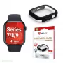 PanzerGlass Displex 10H grūdinto stiklo visą korpusą dengiantis dėklas, skirtas Apple Watch 41 mm (9/8/7 serijos), IP68, užsegamas, juodas matinis