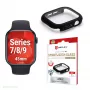 Displex 10H grūdintas stiklas Apple Watch 9/8/7 (45 mm), pilno korpuso dėklas, IP68, užsegamas, juodas matinis