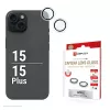 Displex Premium Camera Lens Glass, iPhone 15/15 Plus, 10H, vienas žiedas, DLC, permatomas, Quick Mount