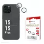 Displex Premium Camera Lens Glass, iPhone 15/15 Plus, 10H, vienas žiedas, DLC, permatomas, Quick Mount