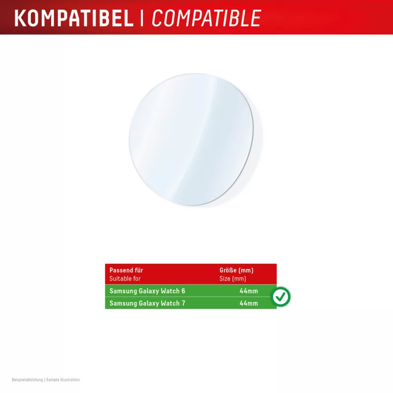 Displex 9H Glass Galaxy Watch 7/6 (44mm), 2 vnt., itin plonas, berėmis, neatspindintis, pagamintas Vokietijoje