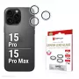Displex Premium fotoaparato objektyvo stiklas, iPhone 15 Pro/15 Pro Max, 10H, pavieniai žiedai, DLC, skaidrus, greitas montavimas
