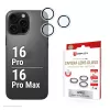 Displex Premium Camera Lens Glass, iPhone 16 Pro/16 Pro Max, 10H, pavieniai žiedai, DLC, skaidrus, greitas montavimas