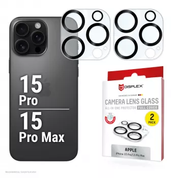 ”DISPLEX Full Cover kameros objektyvo stiklas – universalus apsauginis stiklas (2 vnt.)<br>Visiška kameros apsauga jūsų iPhone 15 Pro arba iPhone 15 Pro Max.<br>„DISPLEX Full Cover“ kameros objektyvo stiklas (2 vnt.) užtikrina patikimą, visapusišką viso jūsų iPhone 15 Pro arba iPhone 15 Pro Max kameros modulio apsaugą. Pagamintas iš itin plono 10H grūdinto stiklo, jis apsaugo nuo įbrėžimų ir…