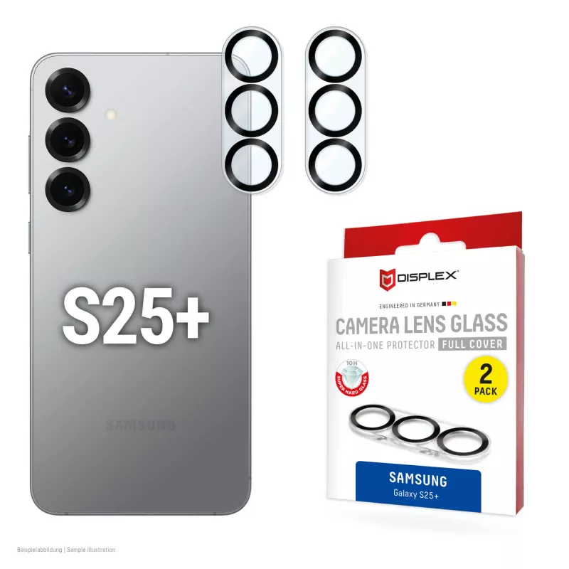 Grūdinto stiklo ekrano apsauga e.v.i. Samsung Galaxy S25+ — DISPLEX CAMGLASS ALL-IN-ONE (modelis 02118)