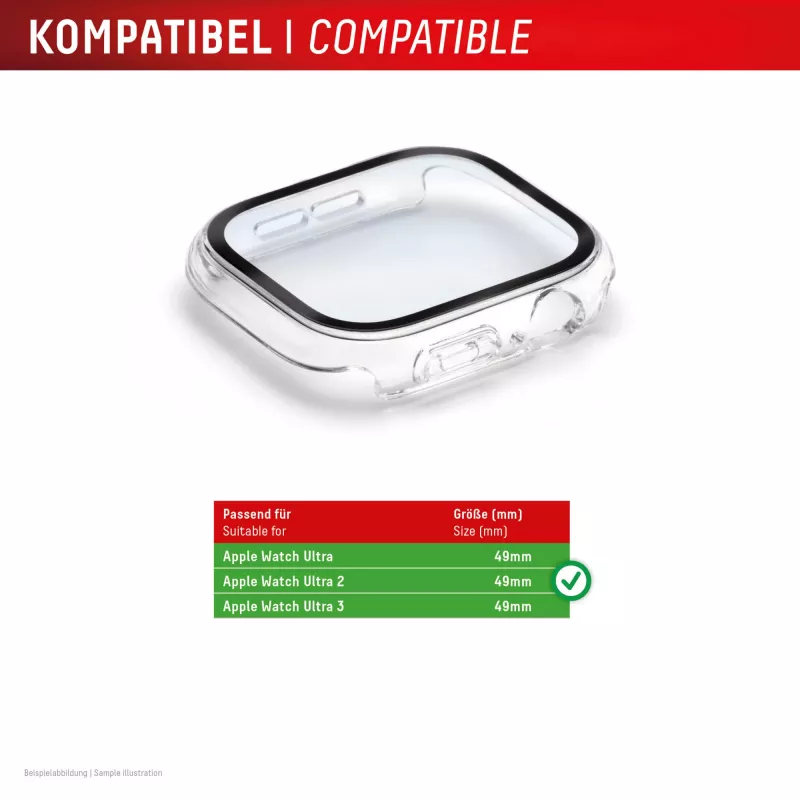 Ekrano apsauga PanzerGlass Displex 10H, skirta Apple Watch Ultra 3 / Ultra 2 / Ultra (49 mm) — viso korpuso, IP68, užsegama, skaidri