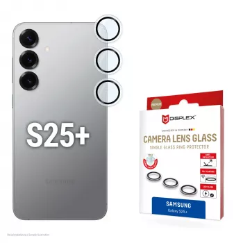 Displex Premium Camera Lens Glass, Samsung Galaxy S25+, 10H, Single Rings, DLC, permatomas, Quick Mount