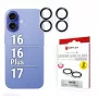 Displex Full Cover kameros objektyvo stiklas iPhone 16/16 Plus/17, 10H, pilna kameros apsauga, greitas montavimas, 2 vnt.