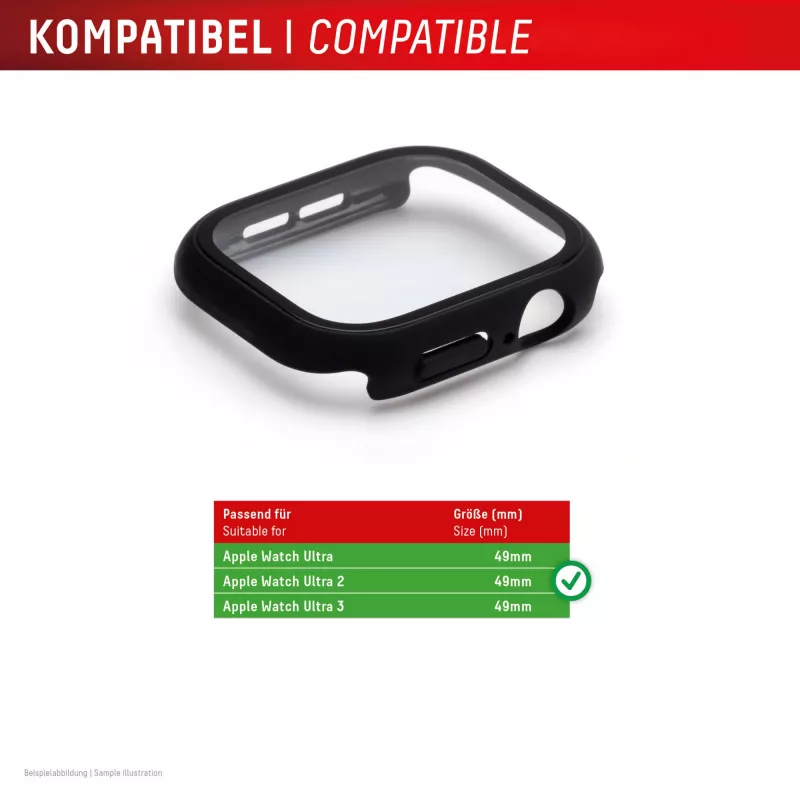 Ekrano apsauga PanzerGlass Displex 10H, skirta Apple Watch Ultra 3/Ultra 2/Ultra (49 mm), visą korpusą dengianti, IP68, užsegama, juoda matinė