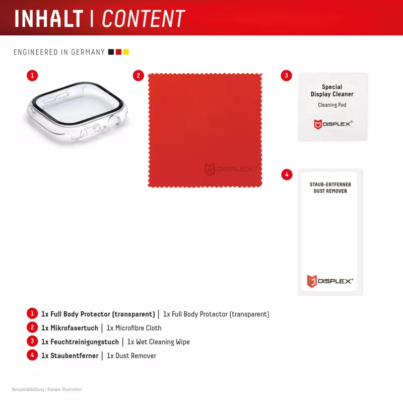 PanzerGlass Displex 10H grūdinto stiklo pilno korpuso dėklas Apple Watch SE/SE2/SE3 44mm, IP68, užsegamas, permatomas
