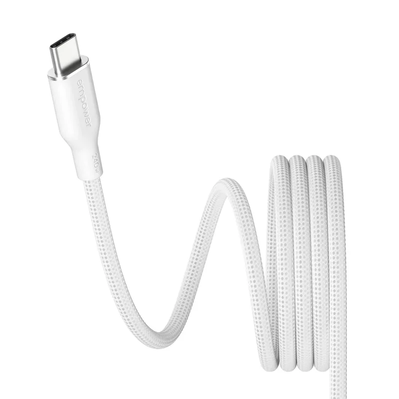 PanzerGlass empower™ by ® Magnetic 240W USB-C į USB-C kabelis | USB 2.0 | 1,5 m | Sidabrinė balta