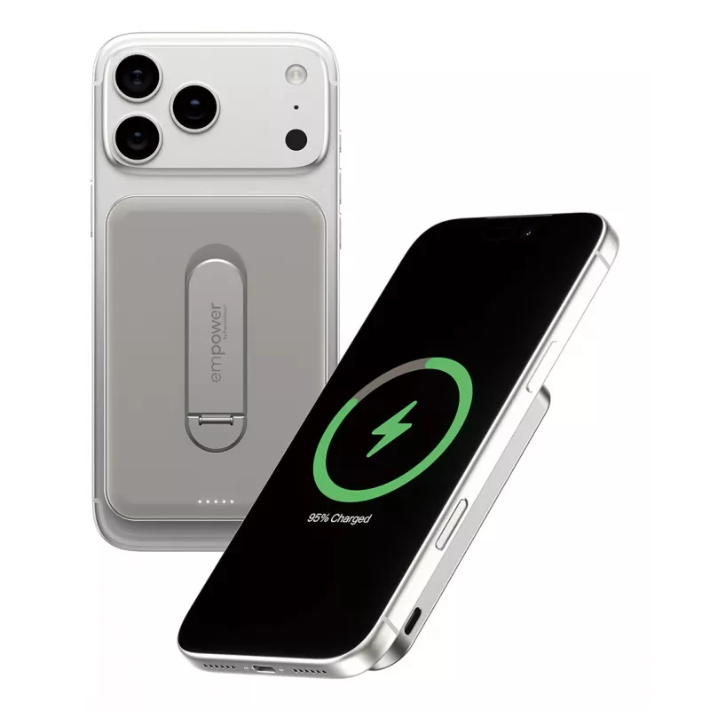 Išorinė baterija PanzerGlass empower by empower Bank su sukamuoju stovu 5000 mAh titano