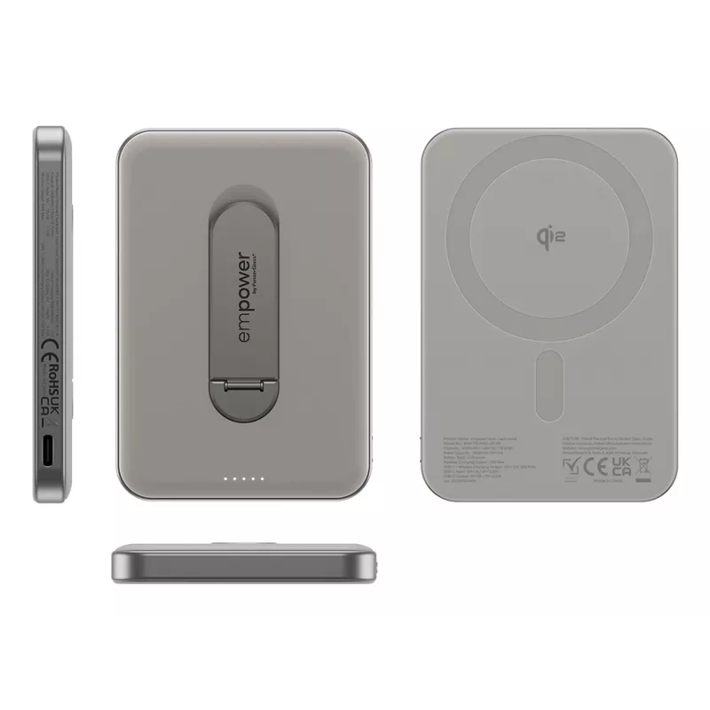 Išorinė baterija PanzerGlass empower by empower Bank su sukamuoju stovu 5000 mAh titano