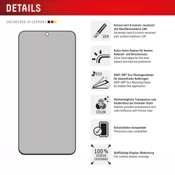 Displex Privatumo Ekrano Apsauga (10H) Samsung Galaxy S25 FE/S24 FE, EASY-ON® Ekologiškas Montavimo Rėmelis, Privatumo Filtras