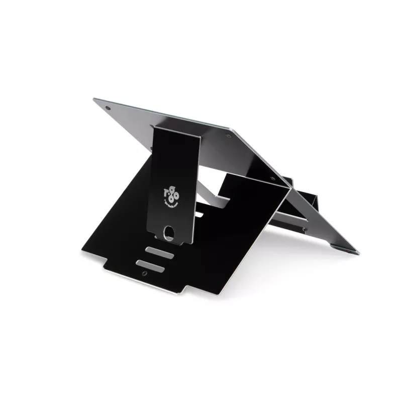 “R-Go Tools” nešiojamojo kompiuterio stovas “R-Go Riser Flexible”, reguliuojamas sulankstomas nešiojamojo kompiuterio pakėlimo stovas, ergonomiškas, “Hylite” aliuminis, juodas