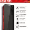 Displex Privacy Full Cover Screen Protector (10H), skirtas Apple iPhone 12 Pro Max, Eco montavimo rėmelis, privatumo filtras, grūdintas stiklas, atsparus įbrėžimams apsauginis sluoksnis, draugiškas dėklui