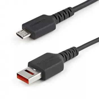 StarTech.com 3 pėdų (1 m) saugus įkrovimo laidas – USB-A į Micro USB duomenų blokavimo tik įkrovimui skirtas laidas – tik maitinimo įkroviklio laidas telefonui / planšetei – duomenų blokavimo USB apsaugos adapterio laidas