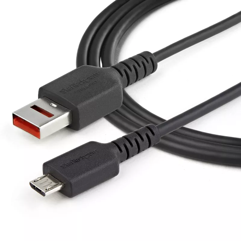 StarTech.com 3 pėdų (1 m) saugus įkrovimo laidas – USB-A į Micro USB duomenų blokavimo tik įkrovimui skirtas laidas – tik maitinimo įkroviklio laidas telefonui / planšetei – duomenų blokavimo USB apsaugos adapterio laidas
