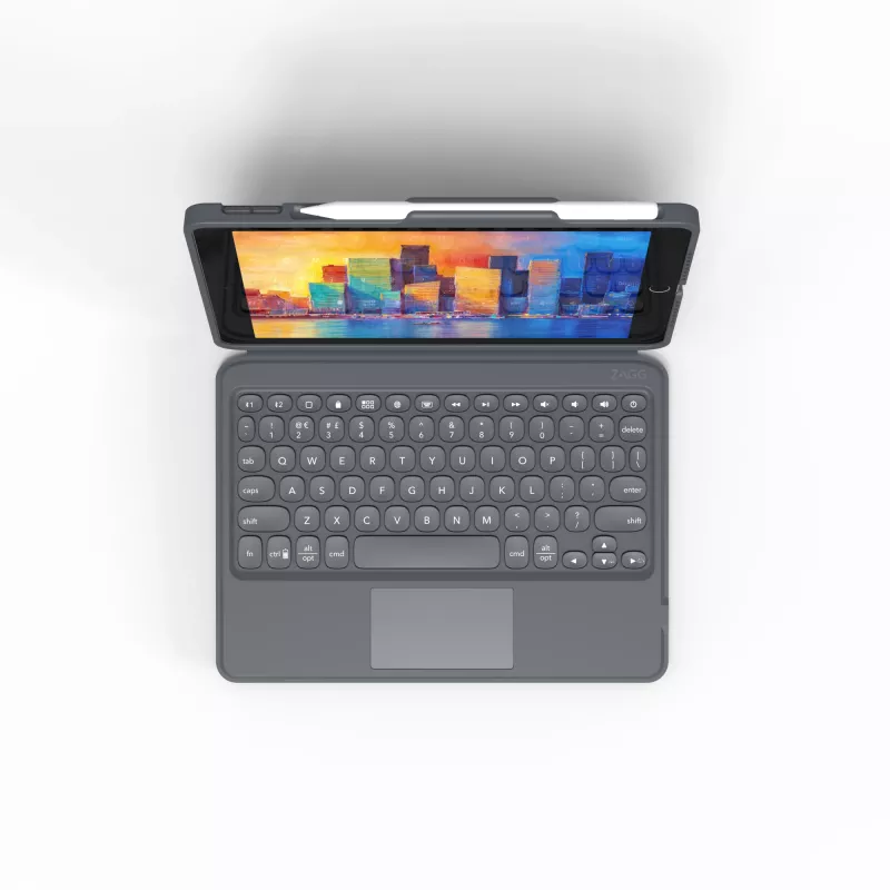 ZAGG klaviatūra Pro Keys su jutikline dalimi-Apple-iPad 10.2-Juoda/Pilka-Vokiška