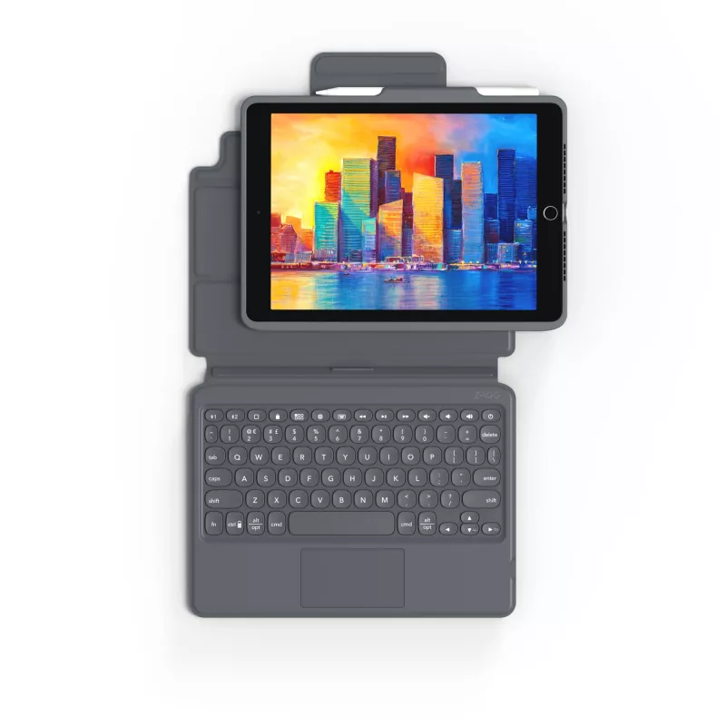 ZAGG klaviatūra Pro Keys su jutikline dalimi-Apple-iPad 10.2-Juoda/Pilka-Vokiška