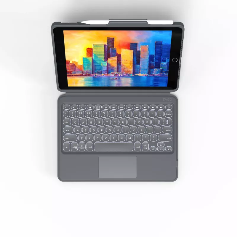 ZAGG klaviatūra Pro Keys su jutikline dalimi-Apple-iPad 10.2-Juoda/Pilka-Vokiška