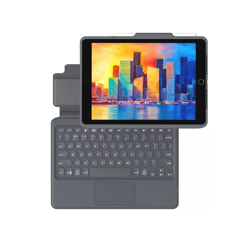 ZAGG klaviatūra Pro Keys su jutikline dalimi-Apple-iPad 10.2-Juoda/Pilka-Vokiška
