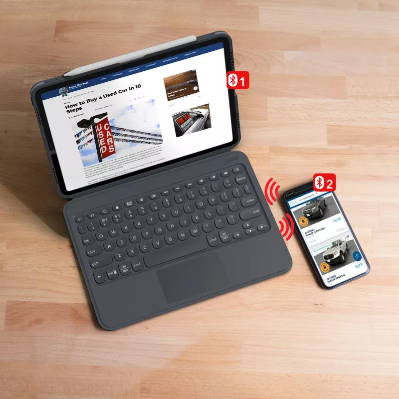 ZAGG klaviatūra Pro Keys su jutikline dalimi-Apple-iPad 10.2-Juoda/Pilka-Vokiška