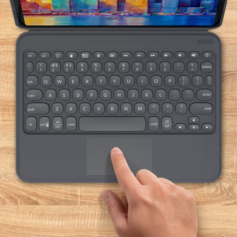 ZAGG klaviatūra Pro Keys su jutikline dalimi-Apple-iPad 10.2-Juoda/Pilka-Vokiška