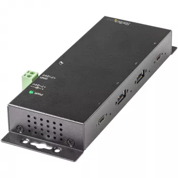 StarTech.com 4 prievadų USB C šakotuvas 10 Gb/s – metalinis pramoninis USB-C šakotuvas – 2x USB-C ir 2x USB-A – ESD apsauga nuo viršįtampių – USB-C arba USB-A priegloba – maitinamas montuojamas USB 3.2 Gen 2 Type-C šakotuvas