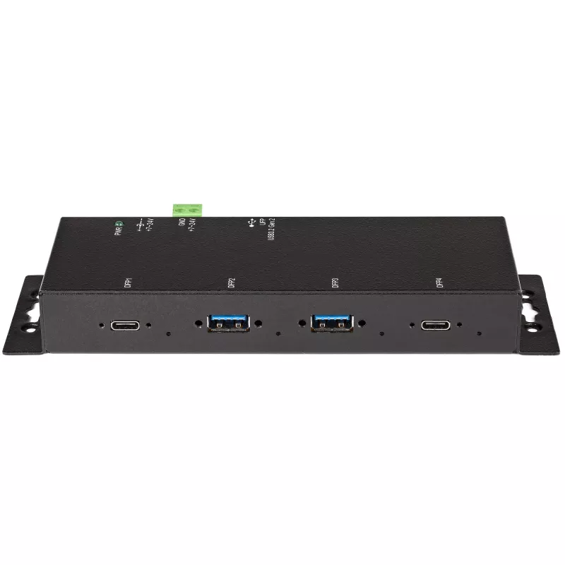 StarTech.com 4 prievadų USB C šakotuvas 10 Gb/s – metalinis pramoninis USB-C šakotuvas – 2x USB-C ir 2x USB-A – ESD apsauga nuo viršįtampių – USB-C arba USB-A priegloba – maitinamas montuojamas USB 3.2 Gen 2 Type-C šakotuvas