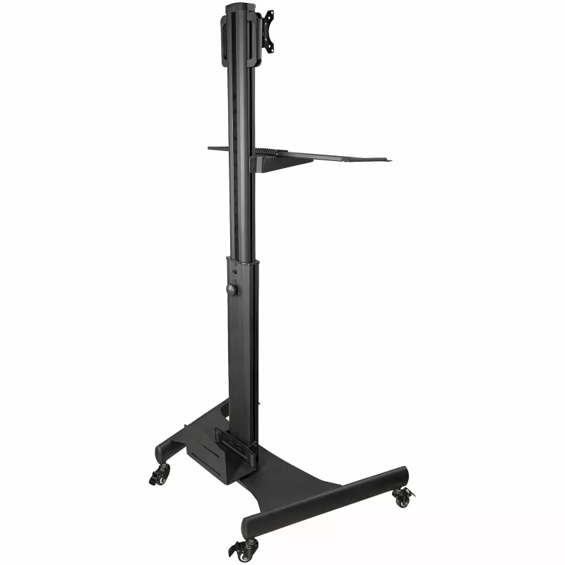 StarTech.com mobilioji darbo stotis su monitoriaus laikikliu, CPU/PC laikikliu, klaviatūros dėklu - ergonomiška, reguliuojamo aukščio stalinė kompiuterių vežimėlis - ratinė mobili stovima darbo stotis