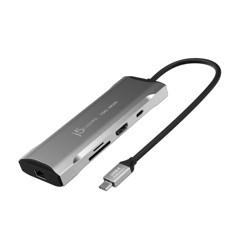 j5create JCD393 4K60 Elite USB-C® 10 Gbps Mini dokas, Space Pilka