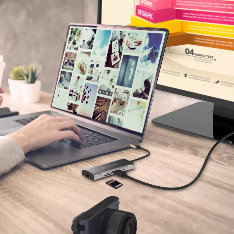 j5create JCD393 4K60 Elite USB-C® 10 Gbps Mini dokas, Space Pilka