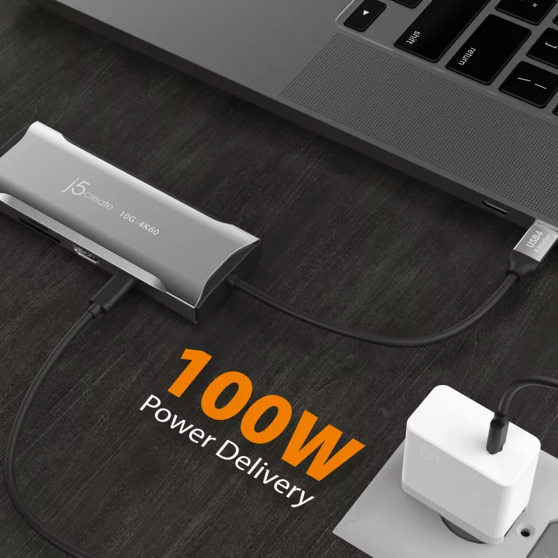 j5create JCD393 4K60 Elite USB-C® 10 Gbps Mini dokas, Space Pilka