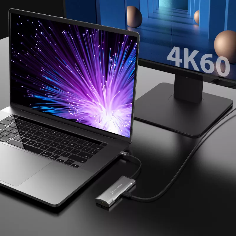 j5create JCD393 4K60 Elite USB-C® 10 Gbps Mini dokas, Space Pilka