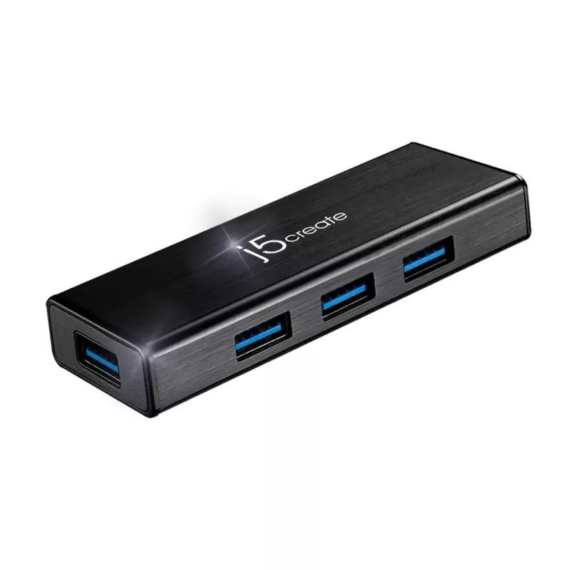 USB Hub j5create JUH340 4 prievadų USB 3.0 juodas aliuminis
