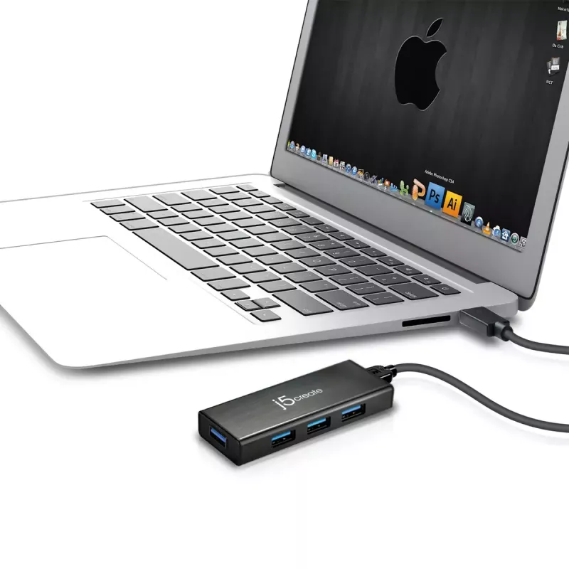 USB Hub j5create JUH340 4 prievadų USB 3.0 juodas aliuminis