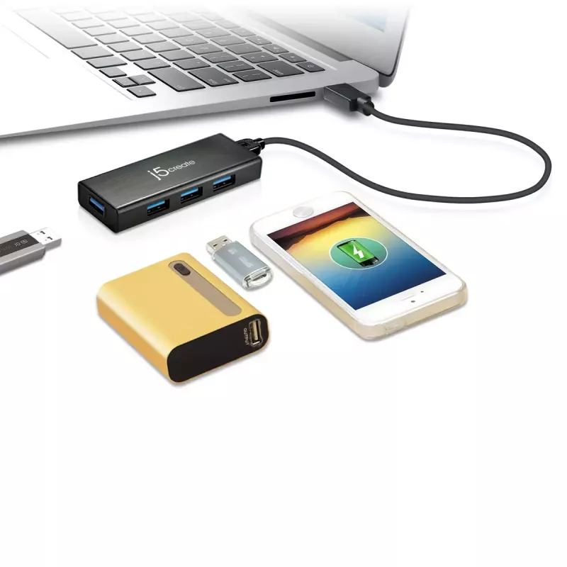 USB Hub j5create JUH340 4 prievadų USB 3.0 juodas aliuminis