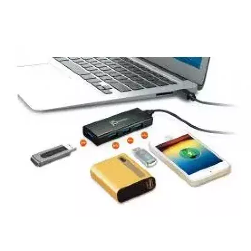 USB Hub j5create JUH340 4 prievadų USB 3.0 juodas aliuminis