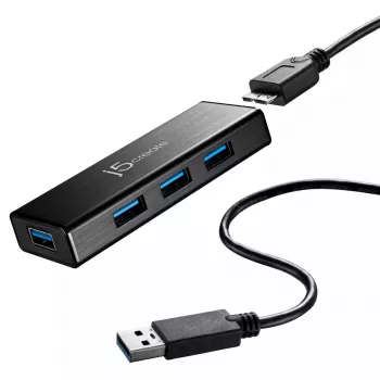 USB Hub j5create JUH340 4 prievadų USB 3.0 juodas aliuminis