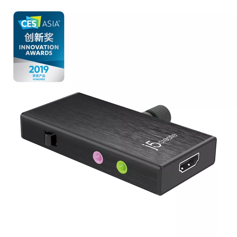 j5create JVA02 tiesioginio fiksavimo adapteris HDMI™ į USB-C™ su maitinimo tiekimu, juodas