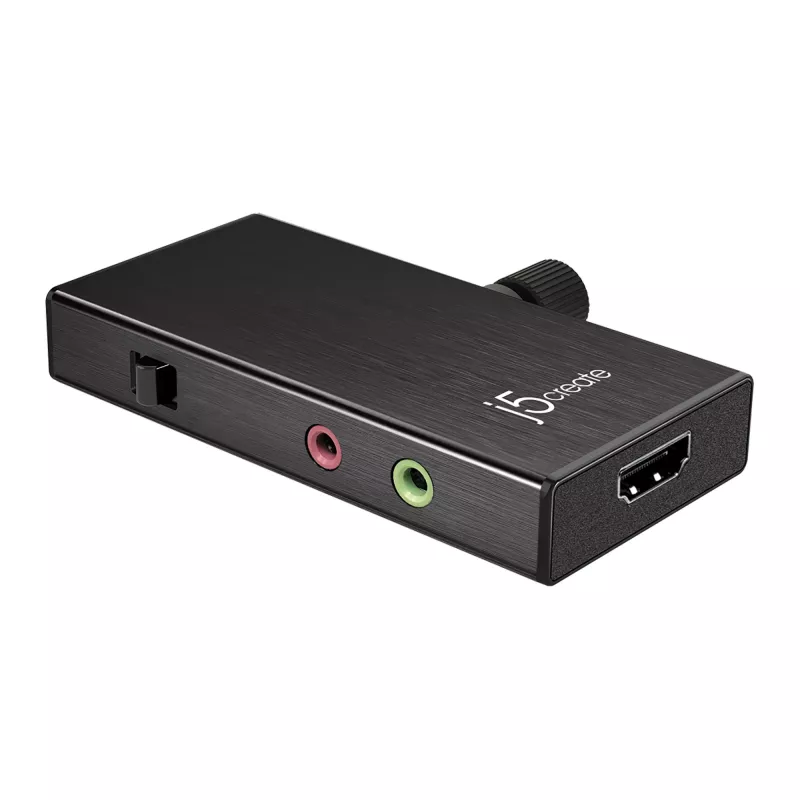 j5create JVA02 tiesioginio fiksavimo adapteris HDMI™ į USB-C™ su maitinimo tiekimu, juodas