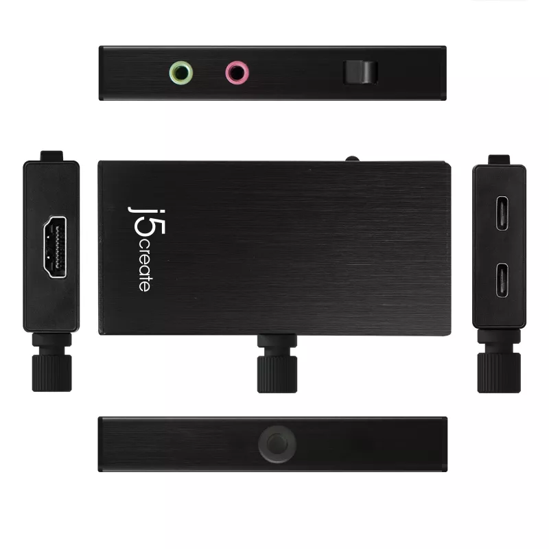 j5create JVA02 tiesioginio fiksavimo adapteris HDMI™ į USB-C™ su maitinimo tiekimu, juodas
