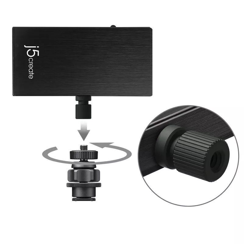 j5create JVA02 tiesioginio fiksavimo adapteris HDMI™ į USB-C™ su maitinimo tiekimu, juodas