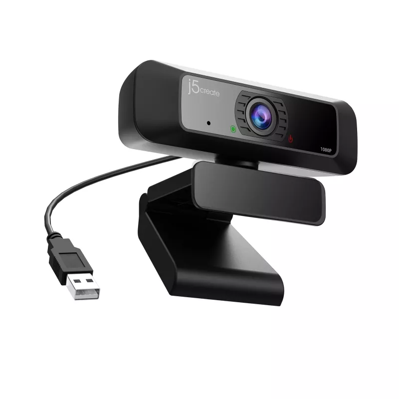 j5create JVCU100 USB™ HD internetinė kamera su 360° pasukimu, 1080p vaizdo fiksavimo raiška, juoda