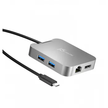 j5create JCD391 4K60 Elite USB-C® PD daugiafunkcis adapteris, sidabrinis