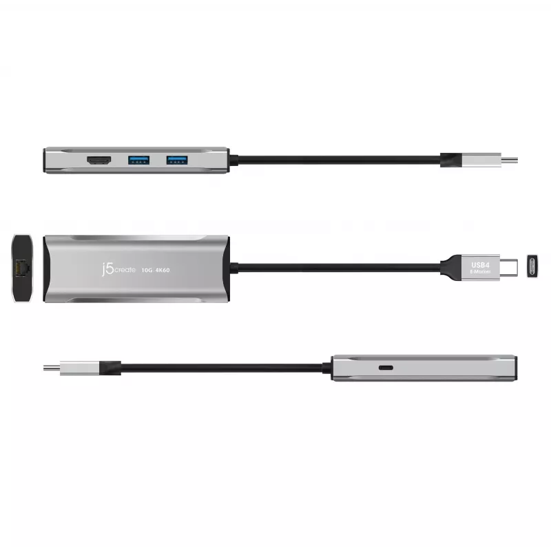 j5create JCD392 4K60 Elite USB-C® 10 Gbps kelioninis dokas, Space Pilka