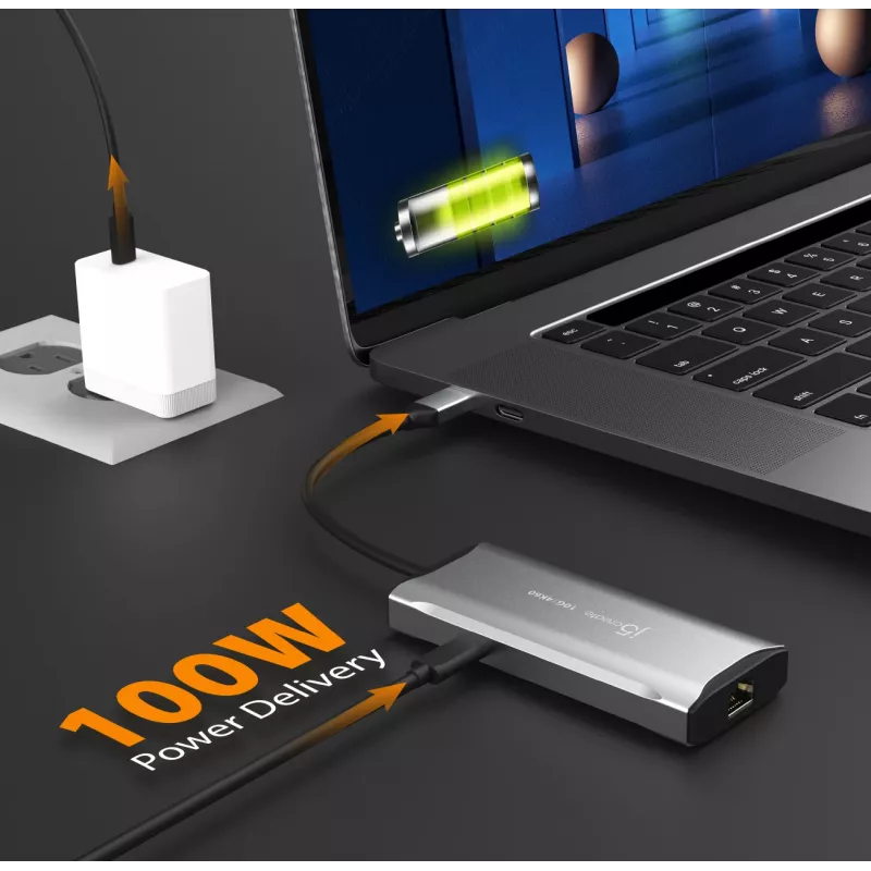j5create JCD392 4K60 Elite USB-C® 10 Gbps kelioninis dokas, Space Pilka