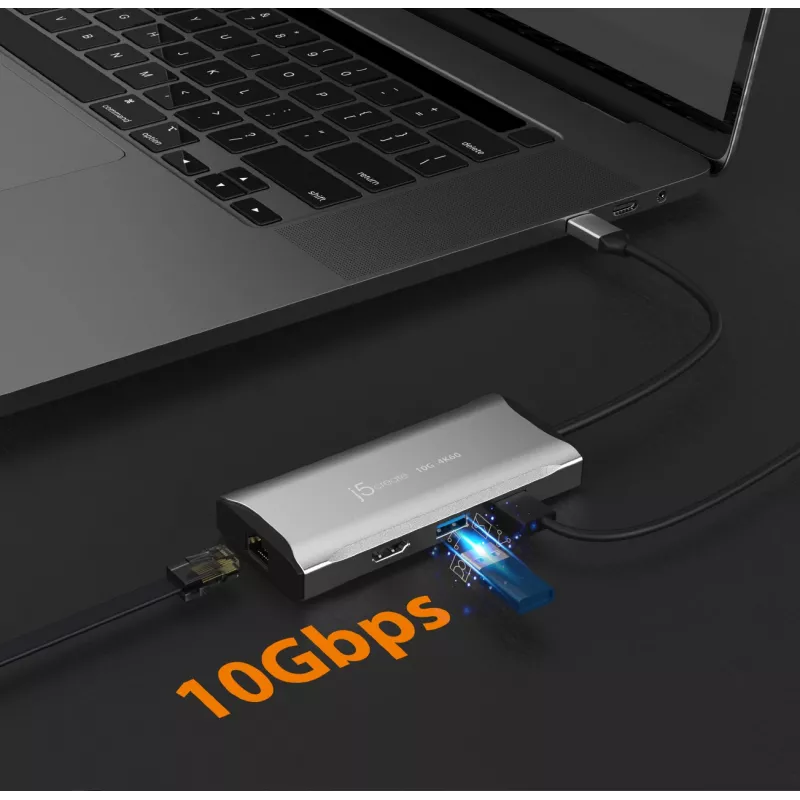 j5create JCD392 4K60 Elite USB-C® 10 Gbps kelioninis dokas, Space Pilka