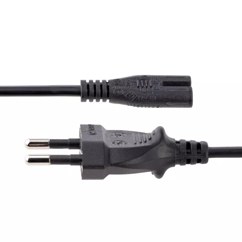 „StarTech.com“ 3 m maitinimo laidas nešiojamajam kompiuteriui, EU kištukas į C7, 2,5 A 250 V, 18AWG, pakaitinis laidas nešiojamajam kompiuteriui, spausdintuvo maitinimo kabelis, nešiojamojo kompiuterio įkroviklio laidas, maitinimo bloko laidas, juodas